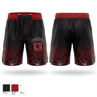 Fight Shorts, Piledriver University, Wrestling, Teamtime, Team time, sublimation, custom sports apparel, team uniforms, spirit wear, spiritwear, sports uniforms, custom shirts, team store, custom team store, fundraiser sports, apparel fundraiser