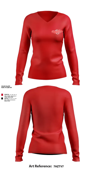 Womens Long Sleeve Vneck Shirt, Rancho Little League, Baseball, Teamtime, Team time, sublimation, custom sports apparel, team uniforms, spirit wear, spiritwear, sports uniforms, custom shirts, team store, custom team store, fundraiser sports, apparel fundraiser