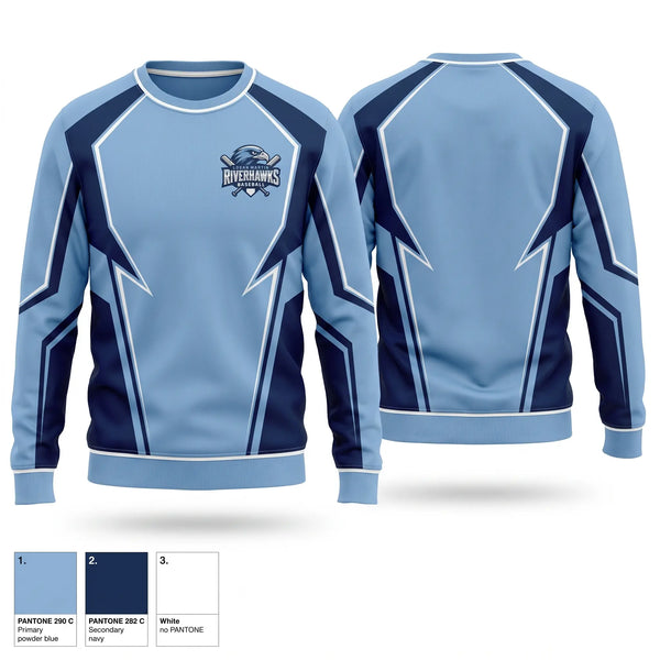 Crew Neck Sweatshirt, Logan Martin Riverhawks, Baseball, Teamtime, Team time, sublimation, custom sports apparel, team uniforms, spirit wear, spiritwear, sports uniforms, custom shirts, team store, custom team store, fundraiser sports, apparel fundraiser