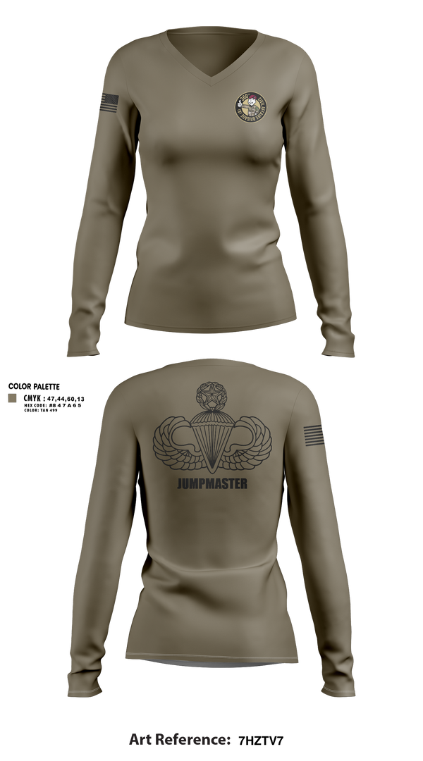 Womens Long Sleeve Vneck Shirt, 360 CA BDE (Airborne), Army, Teamtime, Team time, sublimation, custom sports apparel, team uniforms, spirit wear, spiritwear, sports uniforms, custom shirts, team store, custom team store, fundraiser sports, apparel fundraiser
