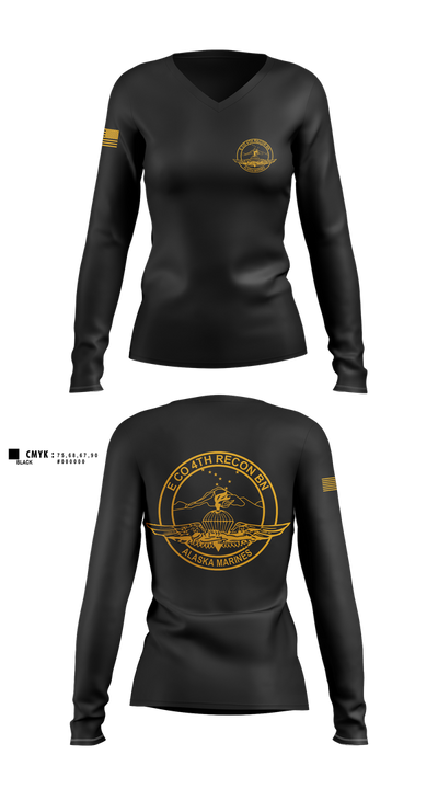 E co 4th recon bn 59087150 Women's Long Sleeve V-neck Shirt - 1