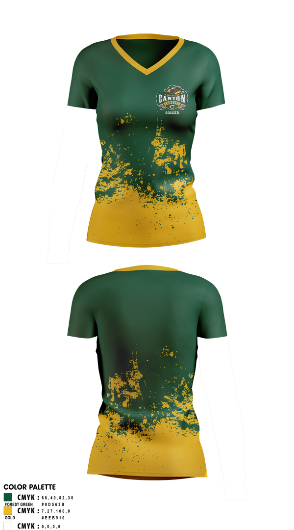 Womens Short Sleeve Vneck Shirt, Canyon High School Girls Soccer, Women's Soccer, Teamtime, Team time, sublimation, custom sports apparel, team uniforms, spirit wear, spiritwear, sports uniforms, custom shirts, team store, custom team store, fundraiser sports, apparel fundraiser