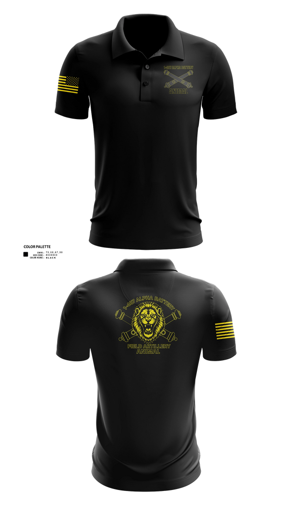 Short Sleeve Performance Polo, 1-487 Alpha Battery Field Artillery, National Guard, Teamtime, Team time, sublimation, custom sports apparel, team uniforms, spirit wear, spiritwear, sports uniforms, custom shirts, team store, custom team store, fundraiser sports, apparel fundraiser