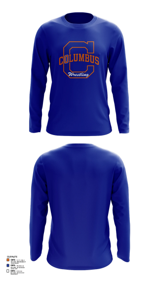 Long Sleeve Performance Shirt, Columbus High School Wrestling, Wrestling, Teamtime, Team time, sublimation, custom sports apparel, team uniforms, spirit wear, spiritwear, sports uniforms, custom shirts, team store, custom team store, fundraiser sports, apparel fundraiser