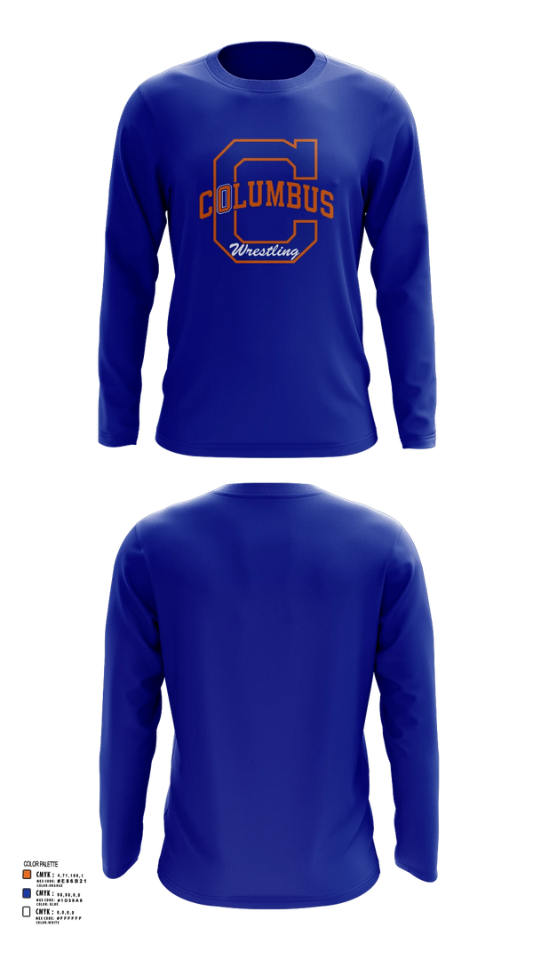 Long Sleeve Performance Shirt, Columbus High School Wrestling, Wrestling, Teamtime, Team time, sublimation, custom sports apparel, team uniforms, spirit wear, spiritwear, sports uniforms, custom shirts, team store, custom team store, fundraiser sports, apparel fundraiser