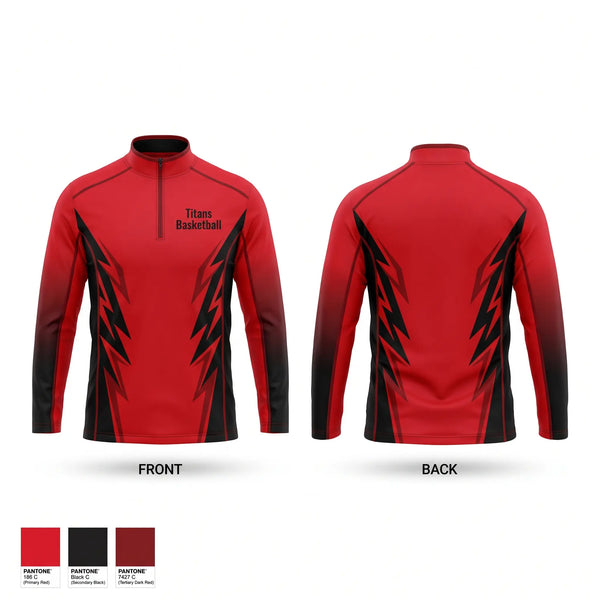 Quarter Zip Jacket, Titans Basketball, Men's Basketball, Teamtime, Team time, sublimation, custom sports apparel, team uniforms, spirit wear, spiritwear, sports uniforms, custom shirts, team store, custom team store, fundraiser sports, apparel fundraiser