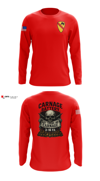 Long Sleeve Performance Shirt, Carnage BTRY, 3-16 FA, , Teamtime, Team time, sublimation, custom sports apparel, team uniforms, spirit wear, spiritwear, sports uniforms, custom shirts, team store, custom team store, fundraiser sports, apparel fundraiser