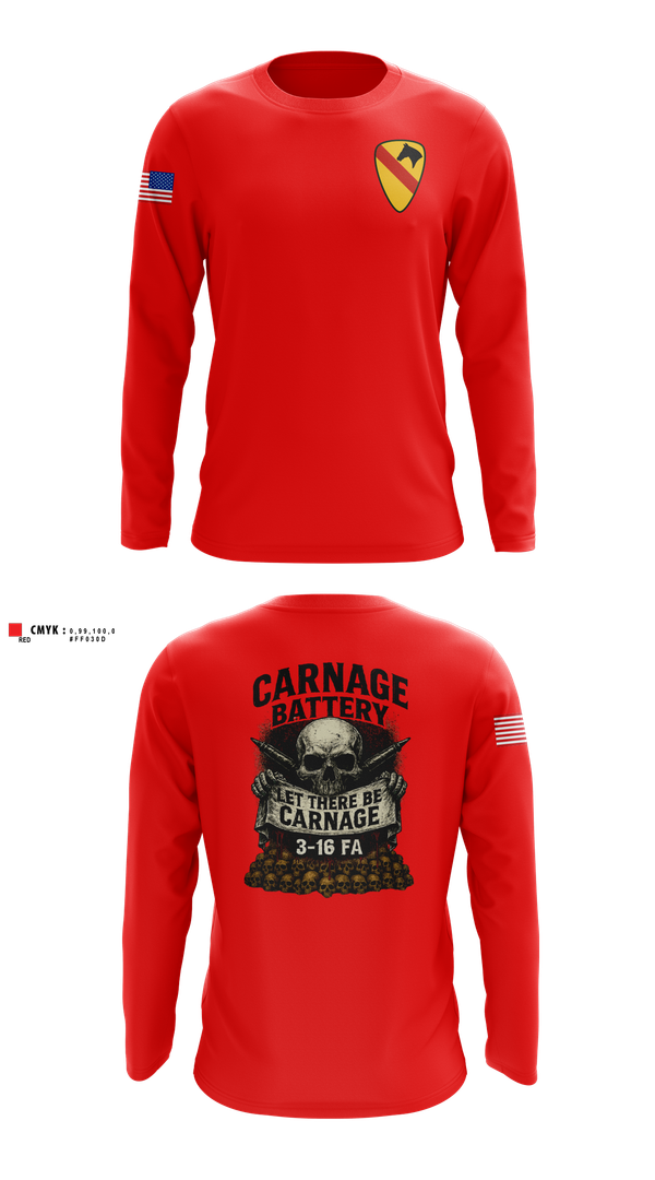 Long Sleeve Performance Shirt, Carnage BTRY, 3-16 FA, , Teamtime, Team time, sublimation, custom sports apparel, team uniforms, spirit wear, spiritwear, sports uniforms, custom shirts, team store, custom team store, fundraiser sports, apparel fundraiser