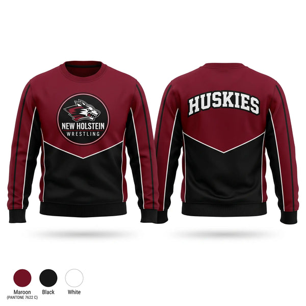 Crew Neck Sweatshirt, New Holstein Huskies, Wrestling, Teamtime, Team time, sublimation, custom sports apparel, team uniforms, spirit wear, spiritwear, sports uniforms, custom shirts, team store, custom team store, fundraiser sports, apparel fundraiser