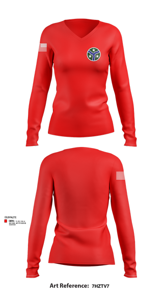 Womens Long Sleeve Vneck Shirt, 278th Armored Cavalry Regiment, National Guard, Teamtime, Team time, sublimation, custom sports apparel, team uniforms, spirit wear, spiritwear, sports uniforms, custom shirts, team store, custom team store, fundraiser sports, apparel fundraiser