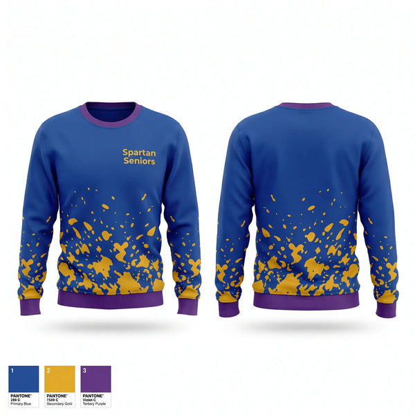 Crew Neck Sweatshirt, Spartan Seniors, Cross Country, Teamtime, Team time, sublimation, custom sports apparel, team uniforms, spirit wear, spiritwear, sports uniforms, custom shirts, team store, custom team store, fundraiser sports, apparel fundraiser