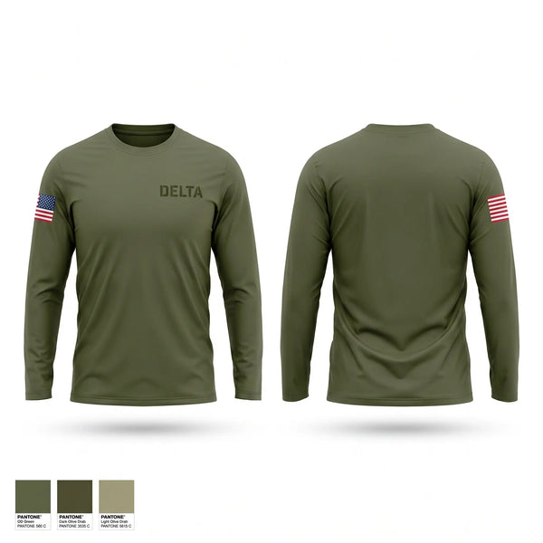 Long Sleeve Performance Shirt, Delta, Air Force, Teamtime, Team time, sublimation, custom sports apparel, team uniforms, spirit wear, spiritwear, sports uniforms, custom shirts, team store, custom team store, fundraiser sports, apparel fundraiser