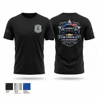 Old School Cotton Feel Shirt, Chevrolet Police Interceptor, Police, Teamtime, Team time, sublimation, custom sports apparel, team uniforms, spirit wear, spiritwear, sports uniforms, custom shirts, team store, custom team store, fundraiser sports, apparel fundraiser