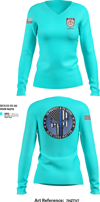 Womens Long Sleeve Vneck Shirt, Policía Municipal de Carolina, , Teamtime, Team time, sublimation, custom sports apparel, team uniforms, spirit wear, spiritwear, sports uniforms, custom shirts, team store, custom team store, fundraiser sports, apparel fundraiser