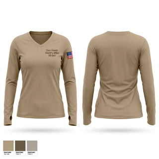 Womens Long Sleeve Vneck Shirt, Cass County Sheriff's Office K9 Unit, Police, Teamtime, Team time, sublimation, custom sports apparel, team uniforms, spirit wear, spiritwear, sports uniforms, custom shirts, team store, custom team store, fundraiser sports, apparel fundraiser