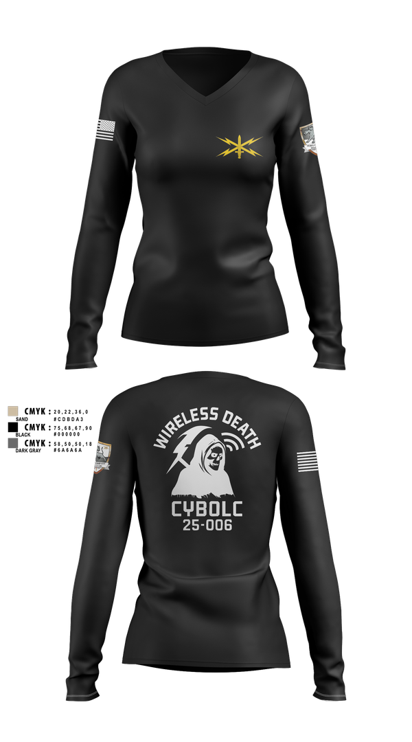 Womens Long Sleeve Vneck Shirt, CyBOLC 25-006, , Teamtime, Team time, sublimation, custom sports apparel, team uniforms, spirit wear, spiritwear, sports uniforms, custom shirts, team store, custom team store, fundraiser sports, apparel fundraiser