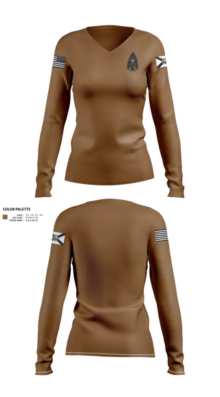 Womens Long Sleeve Vneck Shirt, FLB, Army, Teamtime, Team time, sublimation, custom sports apparel, team uniforms, spirit wear, spiritwear, sports uniforms, custom shirts, team store, custom team store, fundraiser sports, apparel fundraiser