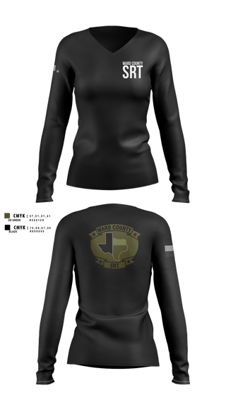 Womens Long Sleeve Vneck Shirt, WARD COUNTY SRT, Police, Teamtime, Team time, sublimation, custom sports apparel, team uniforms, spirit wear, spiritwear, sports uniforms, custom shirts, team store, custom team store, fundraiser sports, apparel fundraiser