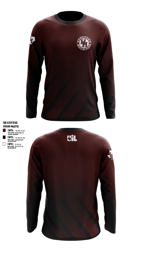 Long Sleeve Performance Shirt, Hereford Whitefaces, Wrestling, Teamtime, Team time, sublimation, custom sports apparel, team uniforms, spirit wear, spiritwear, sports uniforms, custom shirts, team store, custom team store, fundraiser sports, apparel fundraiser