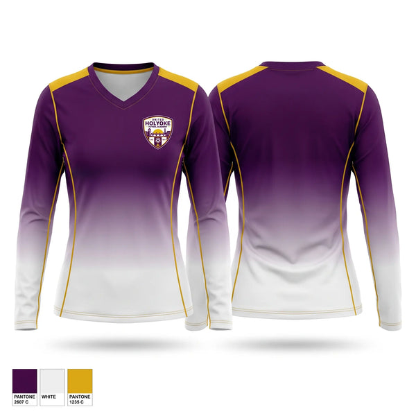 Womens Long Sleeve Vneck Shirt, United Holyoke Futbol Academy, Women's Soccer, Teamtime, Team time, sublimation, custom sports apparel, team uniforms, spirit wear, spiritwear, sports uniforms, custom shirts, team store, custom team store, fundraiser sports, apparel fundraiser