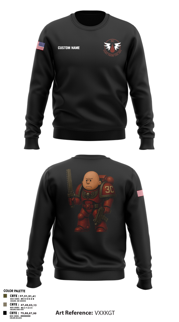 Crew Neck Sweatshirt, CCo, 1-508PIR (OG), Army, Teamtime, Team time, sublimation, custom sports apparel, team uniforms, spirit wear, spiritwear, sports uniforms, custom shirts, team store, custom team store, fundraiser sports, apparel fundraiser