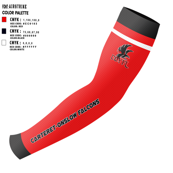 Arm Sleeve, Carteret-Onslow Youth Football & Cheer League (COYFL) Falcons, , Teamtime, Team time, sublimation, custom sports apparel, team uniforms, spirit wear, spiritwear, sports uniforms, custom shirts, team store, custom team store, fundraiser sports, apparel fundraiser