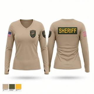 Womens Long Sleeve Vneck Shirt, Wilson county sheriff office, Police, Teamtime, Team time, sublimation, custom sports apparel, team uniforms, spirit wear, spiritwear, sports uniforms, custom shirts, team store, custom team store, fundraiser sports, apparel fundraiser