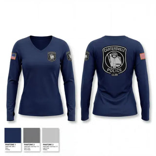 Womens Long Sleeve Vneck Shirt, Cartersville Police, Police, Teamtime, Team time, sublimation, custom sports apparel, team uniforms, spirit wear, spiritwear, sports uniforms, custom shirts, team store, custom team store, fundraiser sports, apparel fundraiser