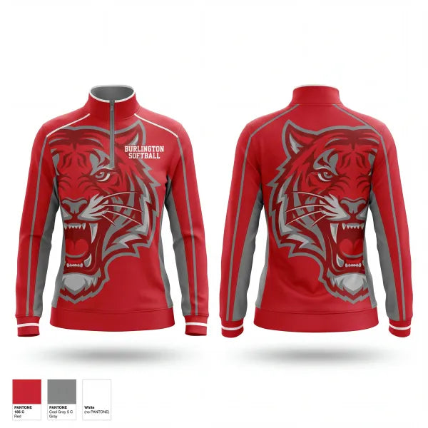 Quarter Zip Jacket, Burlington Softball, Softball, Teamtime, Team time, sublimation, custom sports apparel, team uniforms, spirit wear, spiritwear, sports uniforms, custom shirts, team store, custom team store, fundraiser sports, apparel fundraiser