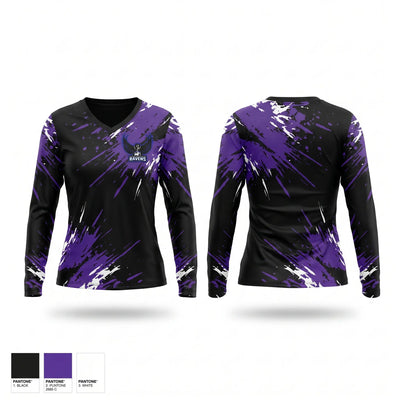Lady Ravens Women's Long Sleeve V-neck Shirt - 1
