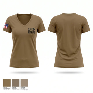 Womens Short Sleeve Vneck Shirt, 4-1 FA Charlie Battery, Army, Teamtime, Team time, sublimation, custom sports apparel, team uniforms, spirit wear, spiritwear, sports uniforms, custom shirts, team store, custom team store, fundraiser sports, apparel fundraiser
