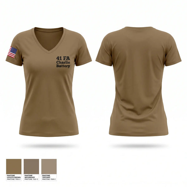 Womens Short Sleeve Vneck Shirt, 4-1 FA Charlie Battery, Army, Teamtime, Team time, sublimation, custom sports apparel, team uniforms, spirit wear, spiritwear, sports uniforms, custom shirts, team store, custom team store, fundraiser sports, apparel fundraiser
