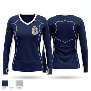 Womens Long Sleeve Vneck Shirt, Wright Patterson Air Force Base Police Department, Police, Teamtime, Team time, sublimation, custom sports apparel, team uniforms, spirit wear, spiritwear, sports uniforms, custom shirts, team store, custom team store, fundraiser sports, apparel fundraiser