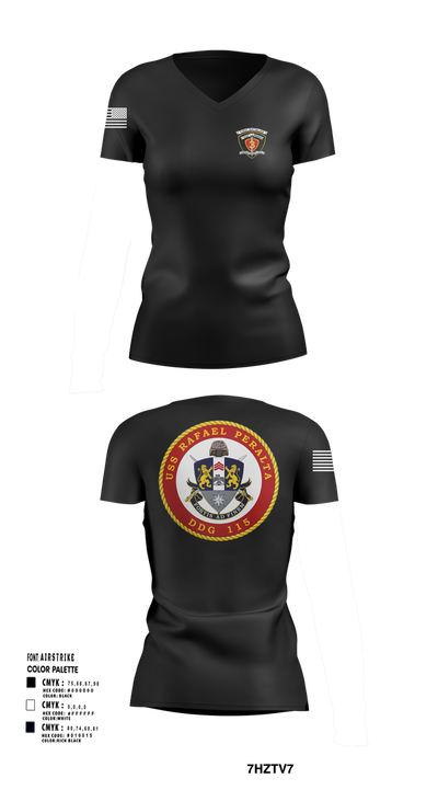 USS Rafael Peralta DDG 115 35678200 Women's Short Sleeve V-neck Shirt - 102