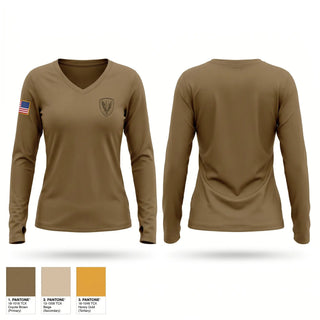 Womens Long Sleeve Vneck Shirt, JFHQ, National Guard, Teamtime, Team time, sublimation, custom sports apparel, team uniforms, spirit wear, spiritwear, sports uniforms, custom shirts, team store, custom team store, fundraiser sports, apparel fundraiser