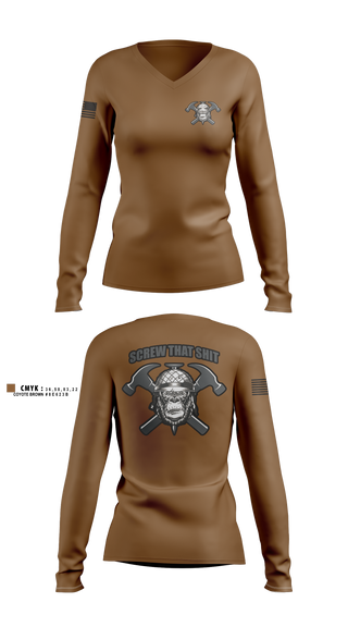 Womens Long Sleeve Vneck Shirt, HEAVY HITTERS, Army, Teamtime, Team time, sublimation, custom sports apparel, team uniforms, spirit wear, spiritwear, sports uniforms, custom shirts, team store, custom team store, fundraiser sports, apparel fundraiser