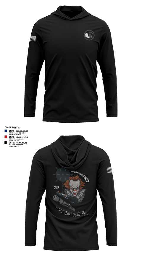 Long Sleeve Performance Shirt with hood, 2U2, Navy, Teamtime, Team time, sublimation, custom sports apparel, team uniforms, spirit wear, spiritwear, sports uniforms, custom shirts, team store, custom team store, fundraiser sports, apparel fundraiser