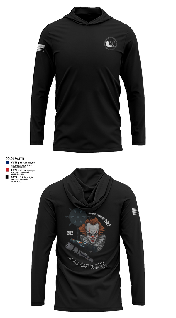Long Sleeve Performance Shirt with hood, 2U2, Navy, Teamtime, Team time, sublimation, custom sports apparel, team uniforms, spirit wear, spiritwear, sports uniforms, custom shirts, team store, custom team store, fundraiser sports, apparel fundraiser