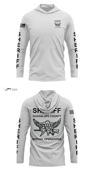Long Sleeve hooded sunshirt, Guadalupe County SWAT, Police, Teamtime, Team time, sublimation, custom sports apparel, team uniforms, spirit wear, spiritwear, sports uniforms, custom shirts, team store, custom team store, fundraiser sports, apparel fundraiser