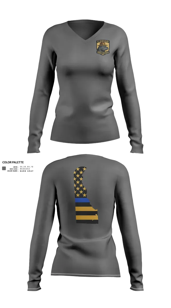 Womens Long Sleeve Vneck Shirt, C-Squad, Police, Teamtime, Team time, sublimation, custom sports apparel, team uniforms, spirit wear, spiritwear, sports uniforms, custom shirts, team store, custom team store, fundraiser sports, apparel fundraiser