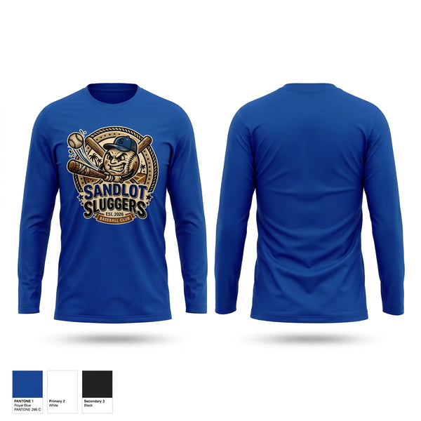 Long Sleeve Performance Shirt, SANDLOT SLUGGERS, Baseball, Teamtime, Team time, sublimation, custom sports apparel, team uniforms, spirit wear, spiritwear, sports uniforms, custom shirts, team store, custom team store, fundraiser sports, apparel fundraiser
