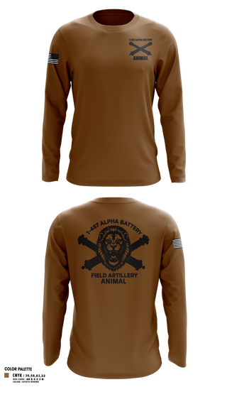 Long Sleeve Performance Shirt, 1-487 Alpha Battery Field Artillery, National Guard, Teamtime, Team time, sublimation, custom sports apparel, team uniforms, spirit wear, spiritwear, sports uniforms, custom shirts, team store, custom team store, fundraiser sports, apparel fundraiser