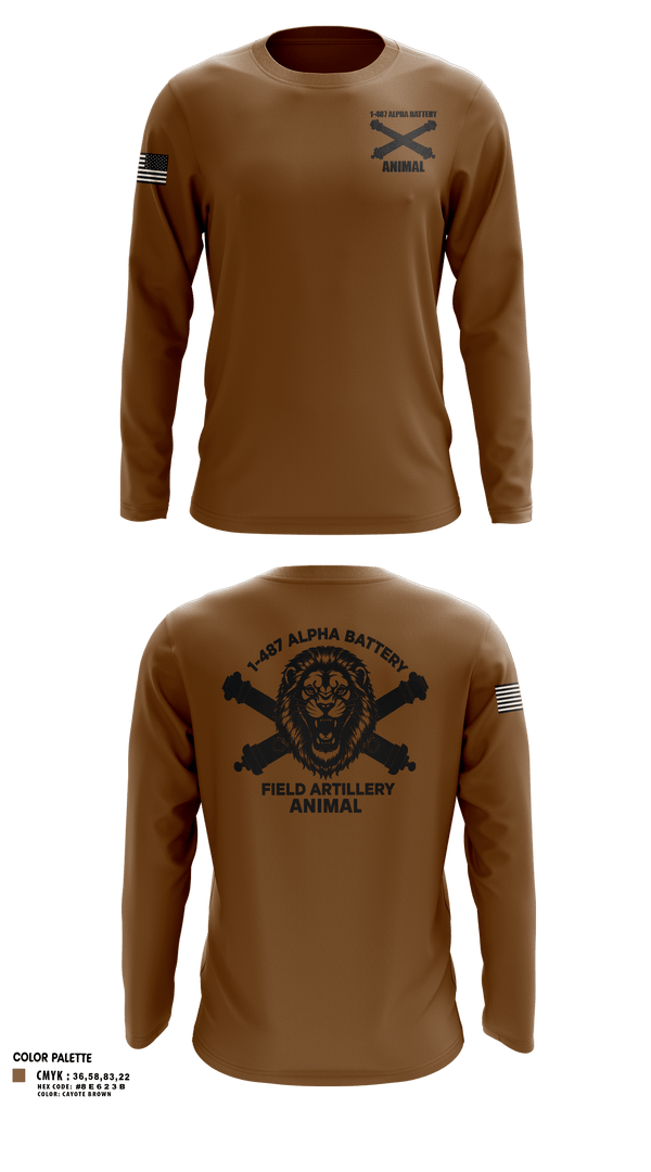 Long Sleeve Performance Shirt, 1-487 Alpha Battery Field Artillery, National Guard, Teamtime, Team time, sublimation, custom sports apparel, team uniforms, spirit wear, spiritwear, sports uniforms, custom shirts, team store, custom team store, fundraiser sports, apparel fundraiser