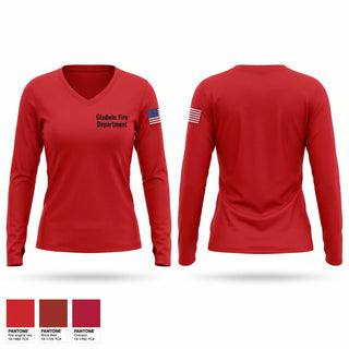 Womens Long Sleeve Vneck Shirt, Gladwin Fire Department, Fire Department, Teamtime, Team time, sublimation, custom sports apparel, team uniforms, spirit wear, spiritwear, sports uniforms, custom shirts, team store, custom team store, fundraiser sports, apparel fundraiser