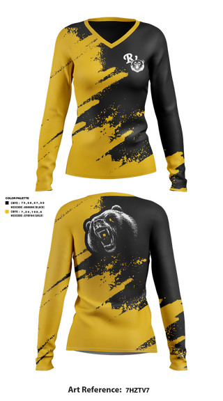 Womens Long Sleeve Vneck Shirt, River View Black Bears, Swimming, Teamtime, Team time, sublimation, custom sports apparel, team uniforms, spirit wear, spiritwear, sports uniforms, custom shirts, team store, custom team store, fundraiser sports, apparel fundraiser