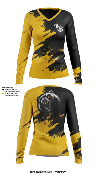 River View Black Bears 82365504 Women's Long Sleeve V-neck Shirt - 1