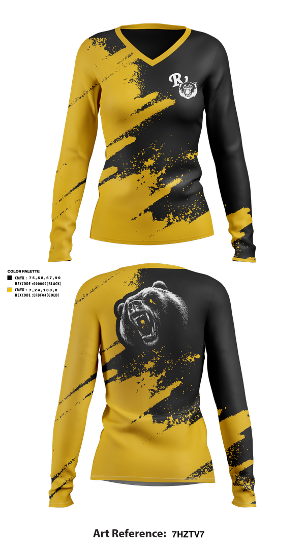 Womens Long Sleeve Vneck Shirt, River View Black Bears, Swimming, Teamtime, Team time, sublimation, custom sports apparel, team uniforms, spirit wear, spiritwear, sports uniforms, custom shirts, team store, custom team store, fundraiser sports, apparel fundraiser
