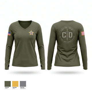 Womens Long Sleeve Vneck Shirt, Houston County AL CID, Police, Teamtime, Team time, sublimation, custom sports apparel, team uniforms, spirit wear, spiritwear, sports uniforms, custom shirts, team store, custom team store, fundraiser sports, apparel fundraiser