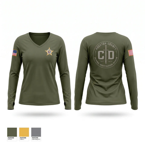 Womens Long Sleeve Vneck Shirt, Houston County AL CID, Police, Teamtime, Team time, sublimation, custom sports apparel, team uniforms, spirit wear, spiritwear, sports uniforms, custom shirts, team store, custom team store, fundraiser sports, apparel fundraiser