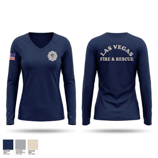 Womens Long Sleeve Vneck Shirt, Las Vegas fire and rescue, Fire Department, Teamtime, Team time, sublimation, custom sports apparel, team uniforms, spirit wear, spiritwear, sports uniforms, custom shirts, team store, custom team store, fundraiser sports, apparel fundraiser
